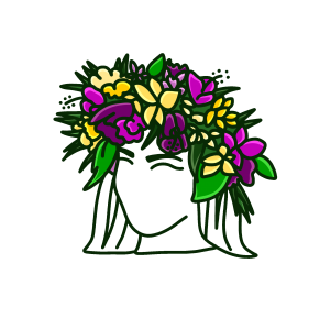 Illustration d'une femme portant une couronne de fleurs
